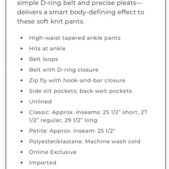 NWT WHBM High Waist Tapered Ankle Black Pants - Size 4 P - Picture 10 of 10